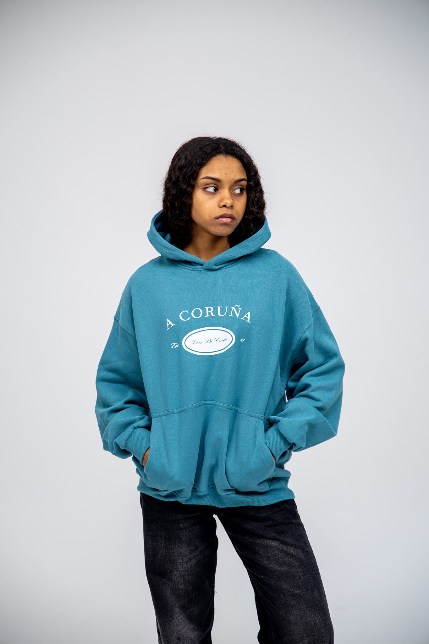 BLUE SWEATSHIRT/SC "A CORUÑA PHOTO SUPERKARMEN" WITH HOOD