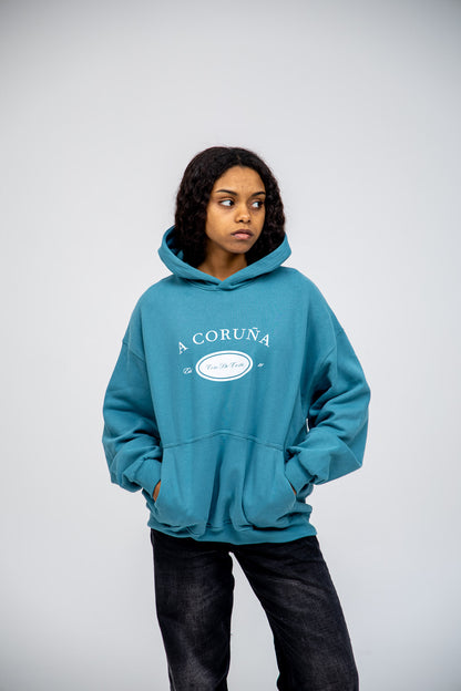 BLUE SWEATSHIRT/SC "A CORUÑA PHOTO SUPERKARMEN" WITH HOOD