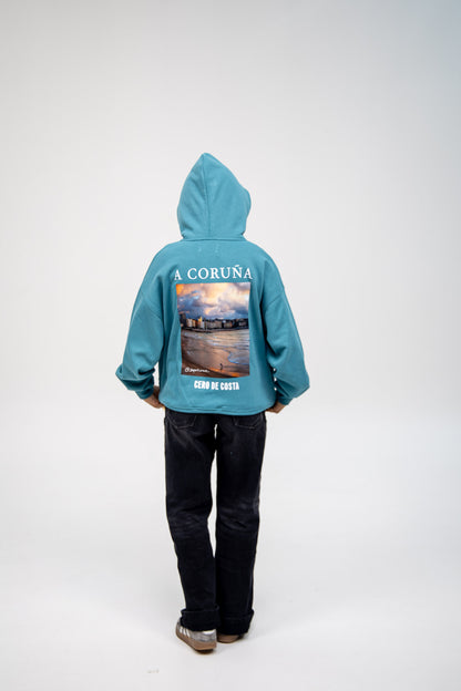 BLUE SWEATSHIRT/SC "A CORUÑA PHOTO SUPERKARMEN" WITH HOOD