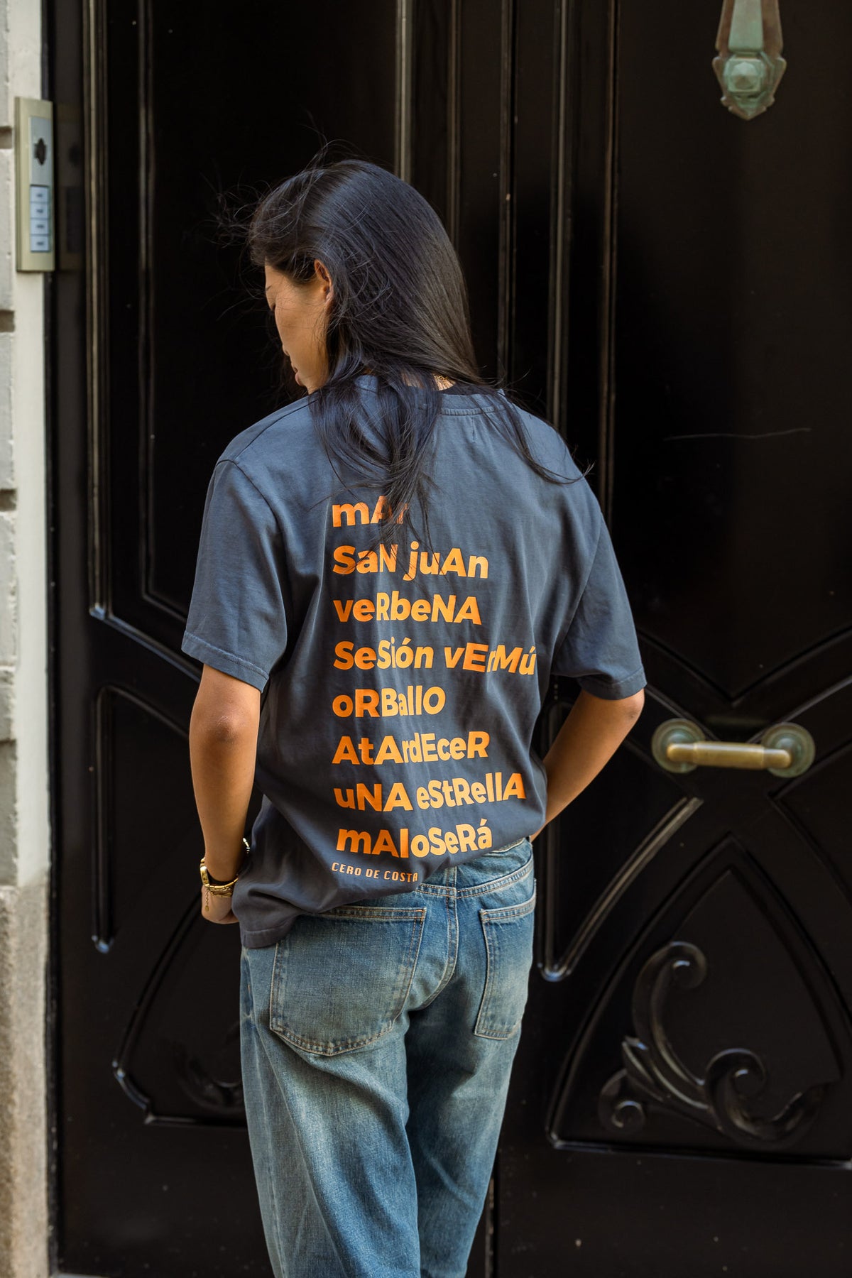 CAMISETA ANTRACITA/NARANJA "MORRIÑA"