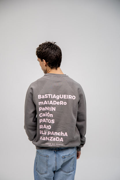 GREY/PINK "SURF BEACHES" SWEATSHIRT
