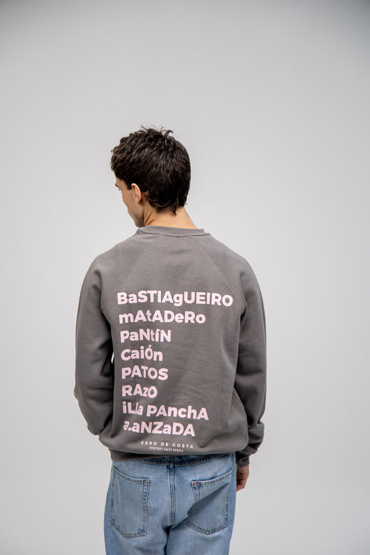 SWEATSHIRT CINZENTO/ROSA "PRAIAS SURF"