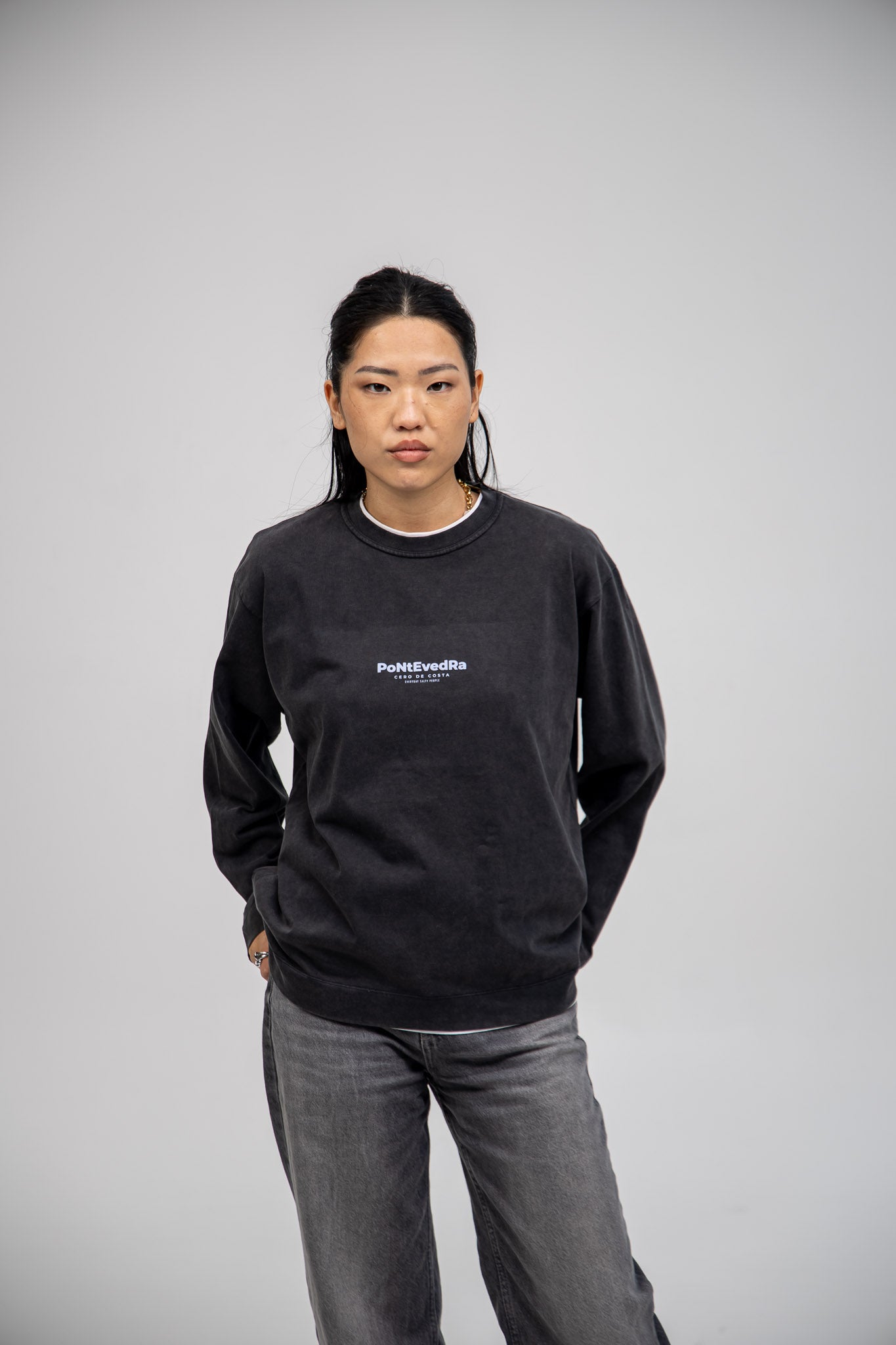 Anthracite/Light Blue "Pontevedra" Long Sleeve T-Shirt