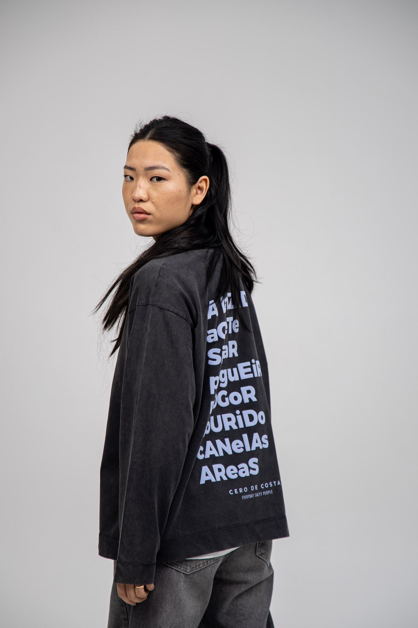 Anthracite/Light Blue "Pontevedra" Long Sleeve T-Shirt