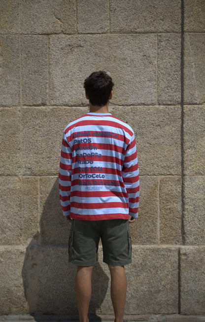 CAMISETA ROJO/CELESTE "PANXÓN" RAYAS