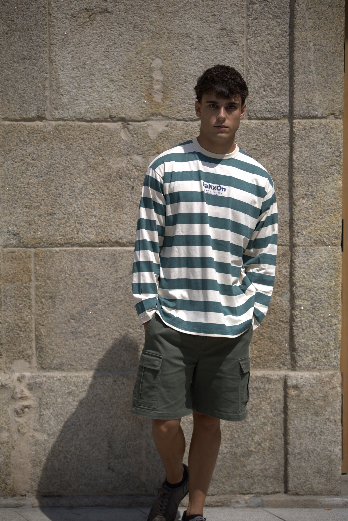 CAMISETA VERDE/BEIGE "PANXÓN" RAYAS