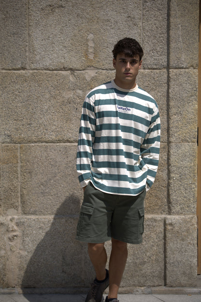 CAMISETA VERDE/BEIGE "PANXÓN" RAYAS