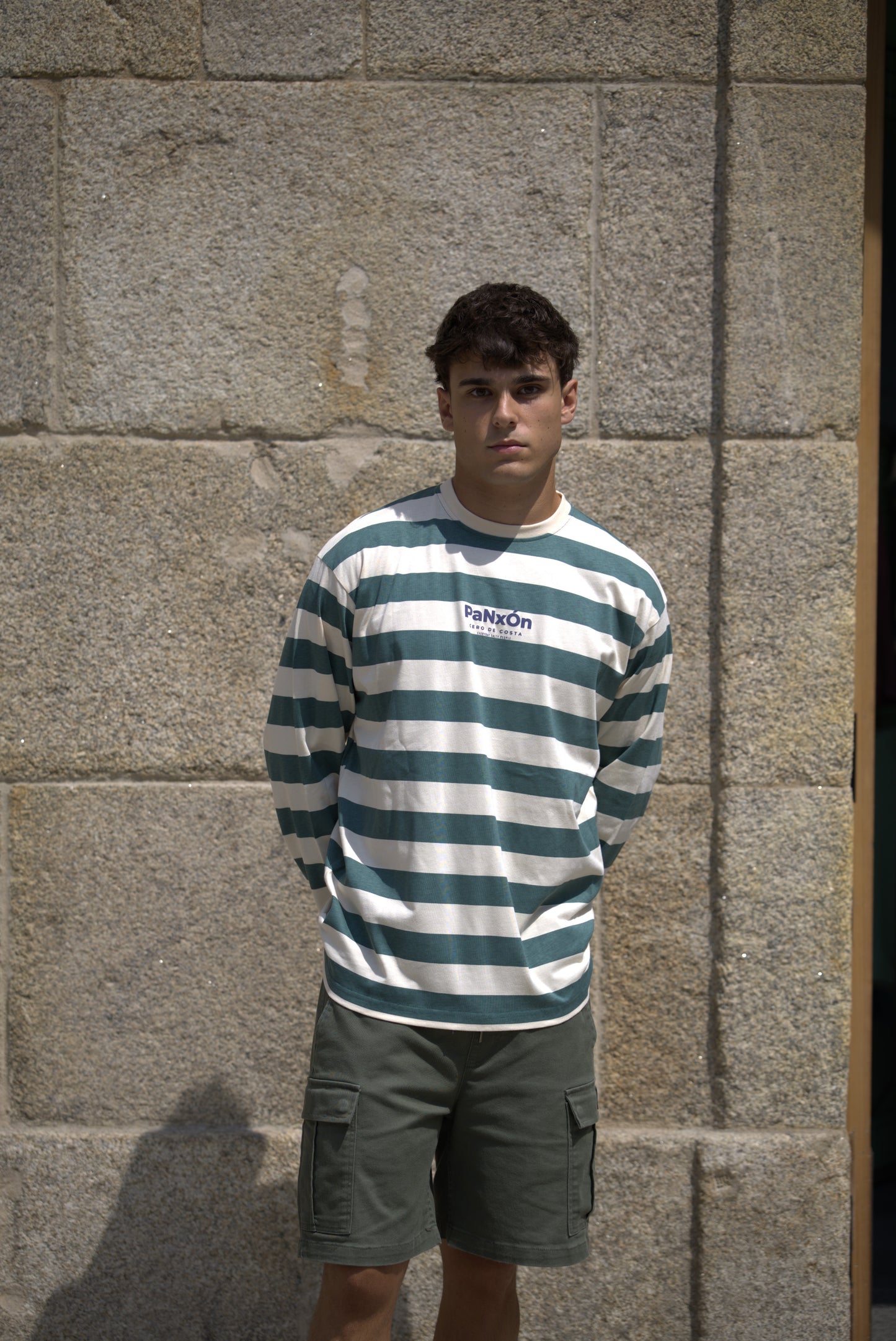 CAMISETA VERDE/BEIGE "PANXÓN" RAYAS