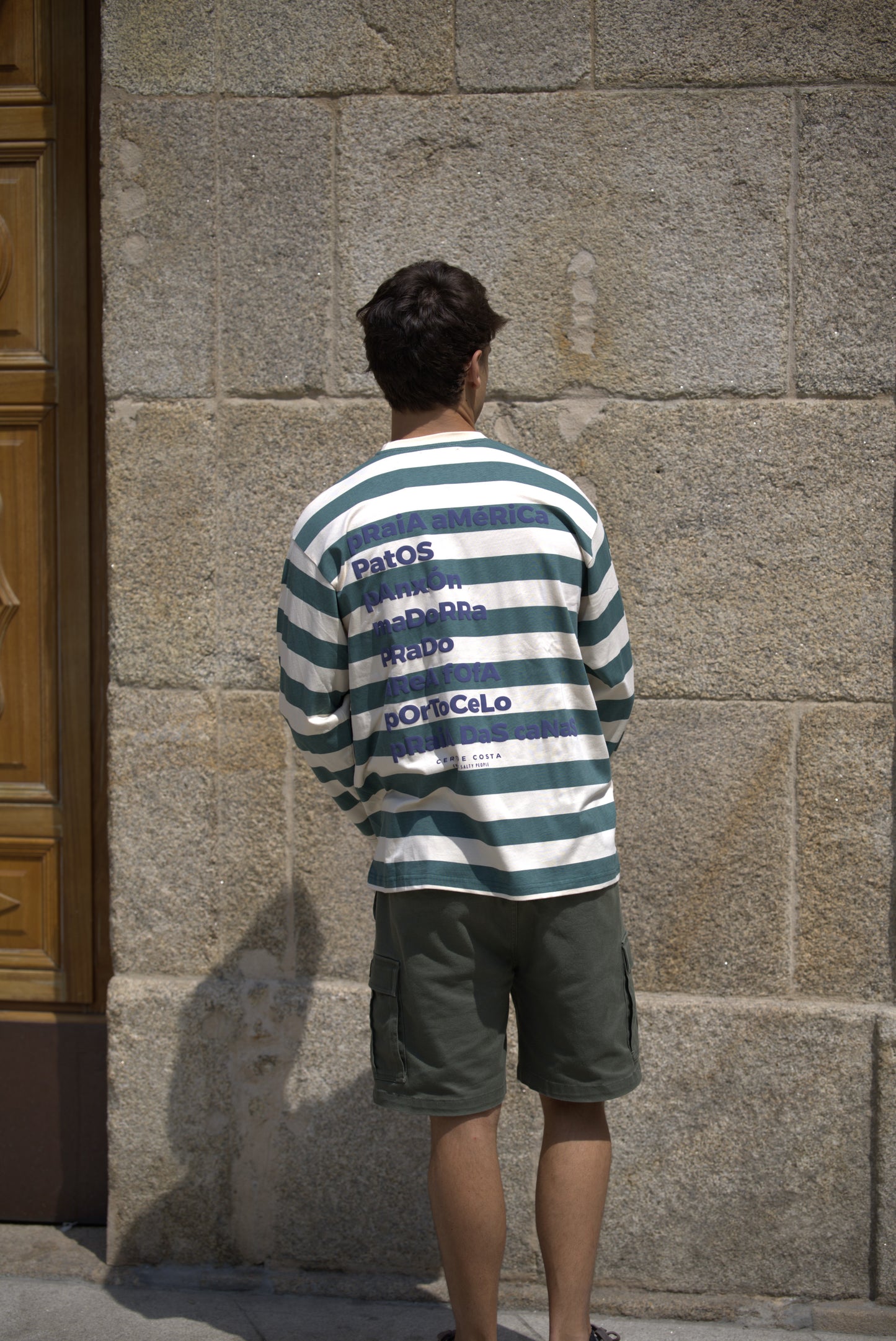 CAMISETA VERDE/BEIGE "PANXÓN" RAYAS