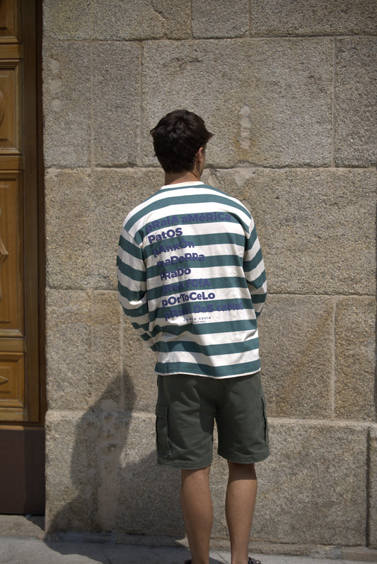 CAMISETA VERDE/BEIGE "PANXÓN" RAYAS