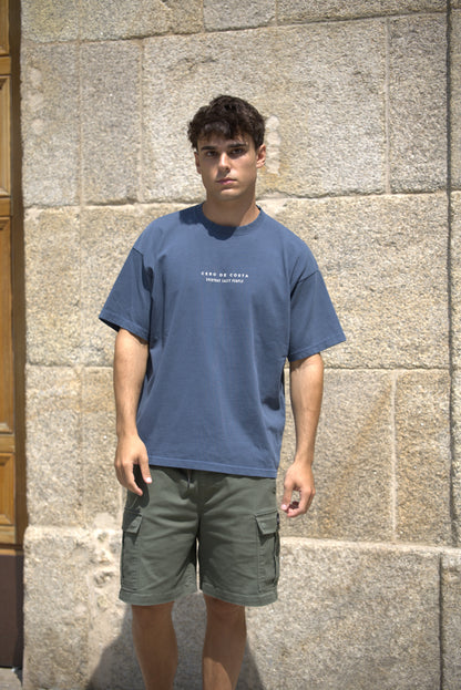CAMISETA AZUL/BEIGE "VIGO" MANGA LARGA