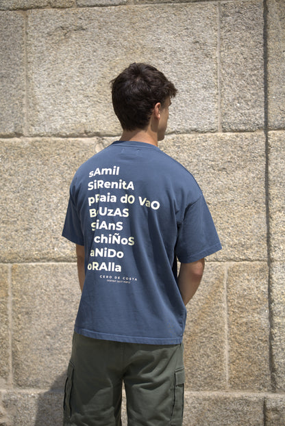CAMISETA AZUL/BEIGE "VIGO" MANGA LARGA
