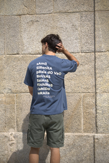 CAMISETA AZUL/BEIGE "VIGO" MANGA LARGA
