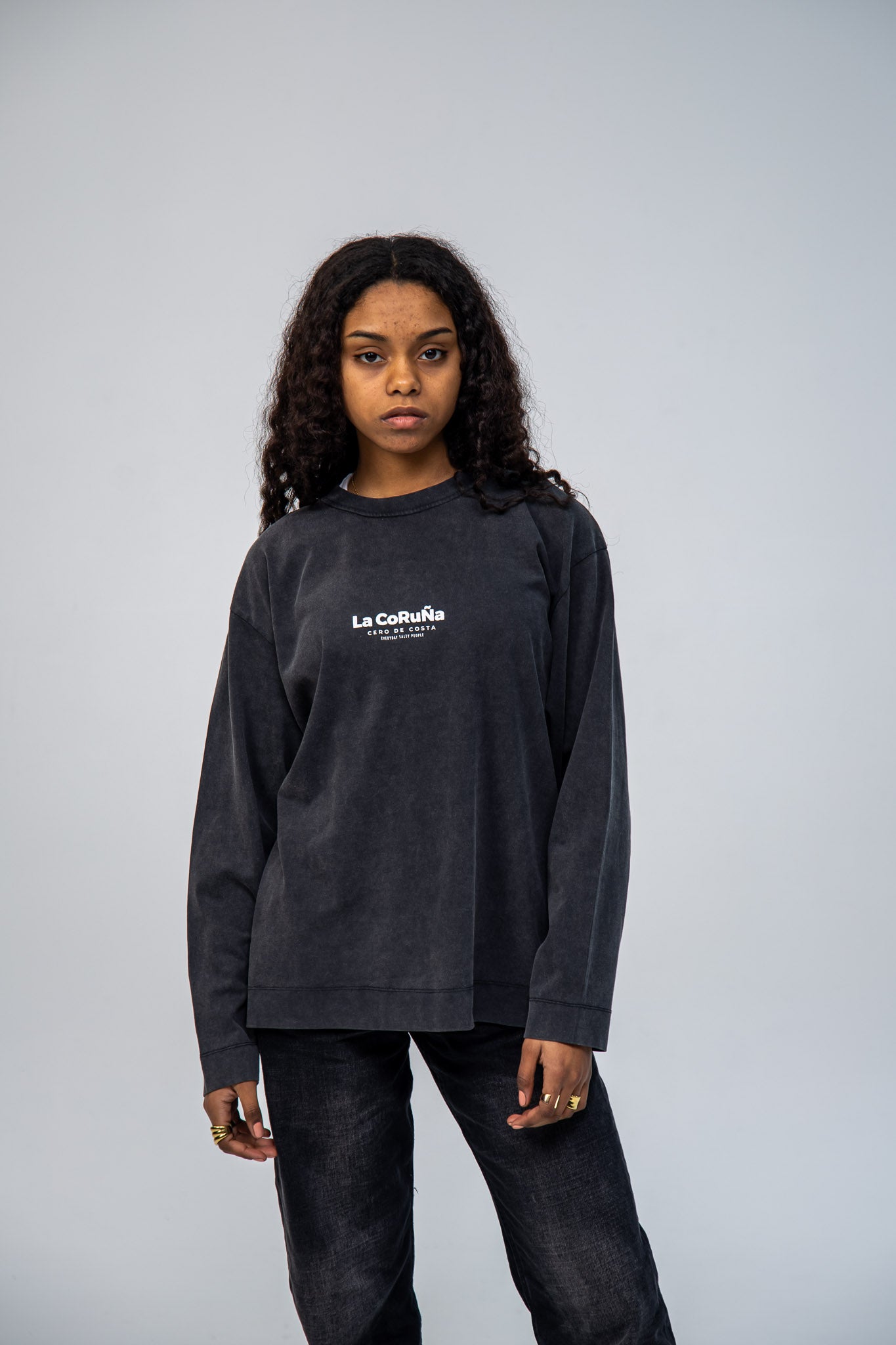 Anthracite/White "La Coruña" Long Sleeve T-Shirt
