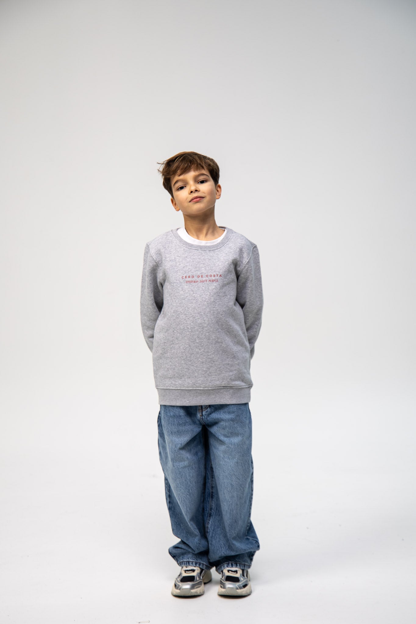 GREY/PINK SURF BEACH KIDS SWEATSHIRT