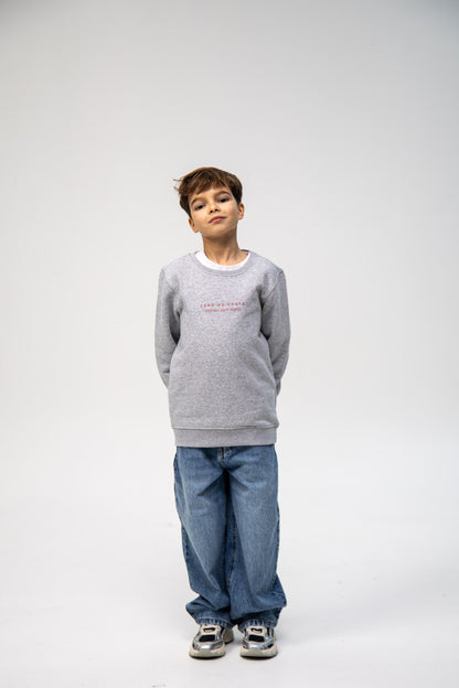 GREY/PINK SURF BEACH KIDS SWEATSHIRT