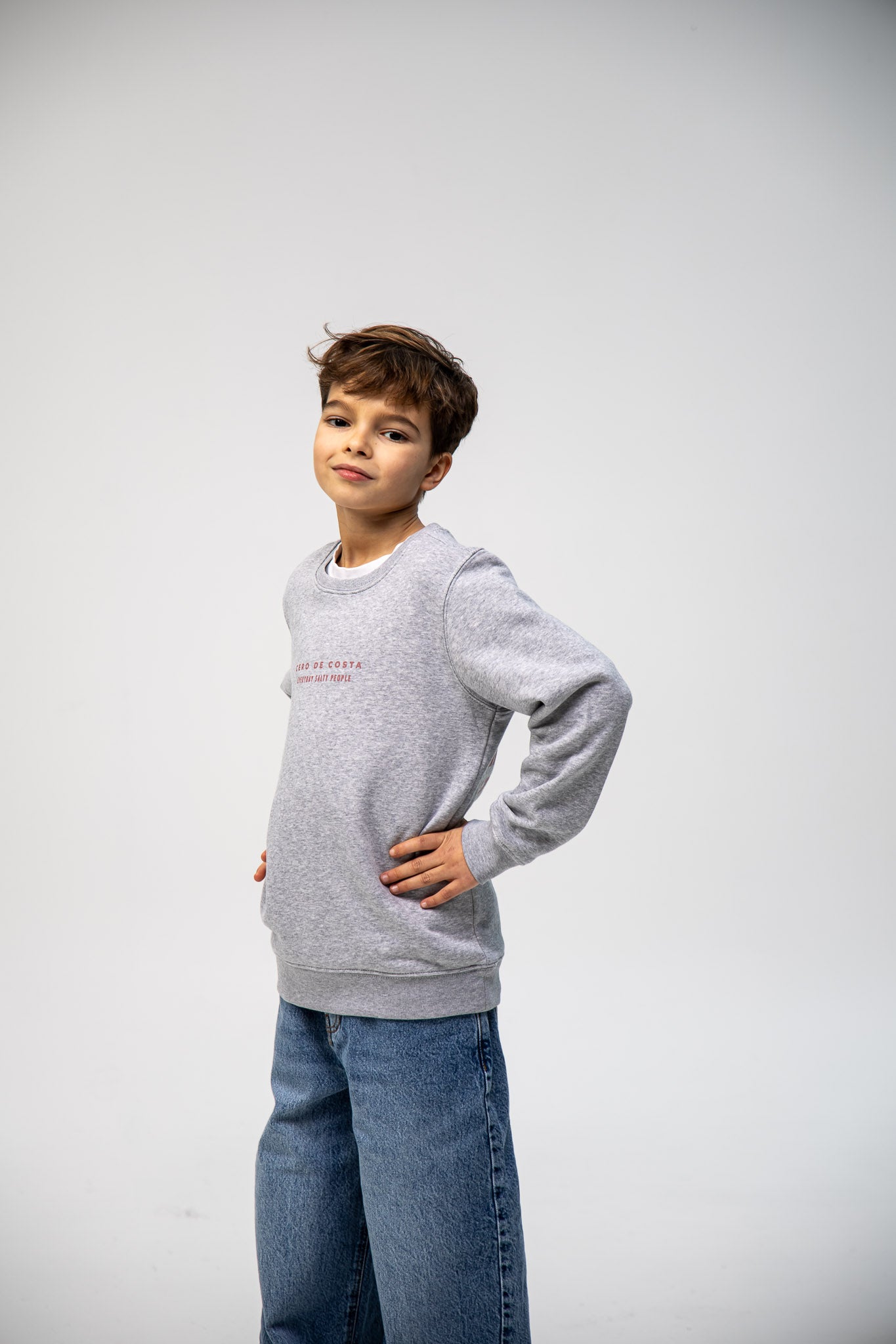 GREY/PINK SURF BEACH KIDS SWEATSHIRT