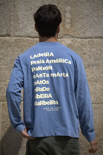 CAMISETA AZUL/BEIGE "BAIONA" MANGA LARGA