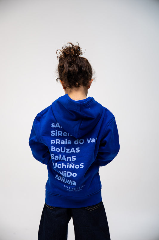 SUDADERA AZUL/CELESTE "VIGO" KIDS CON CAPUCHA