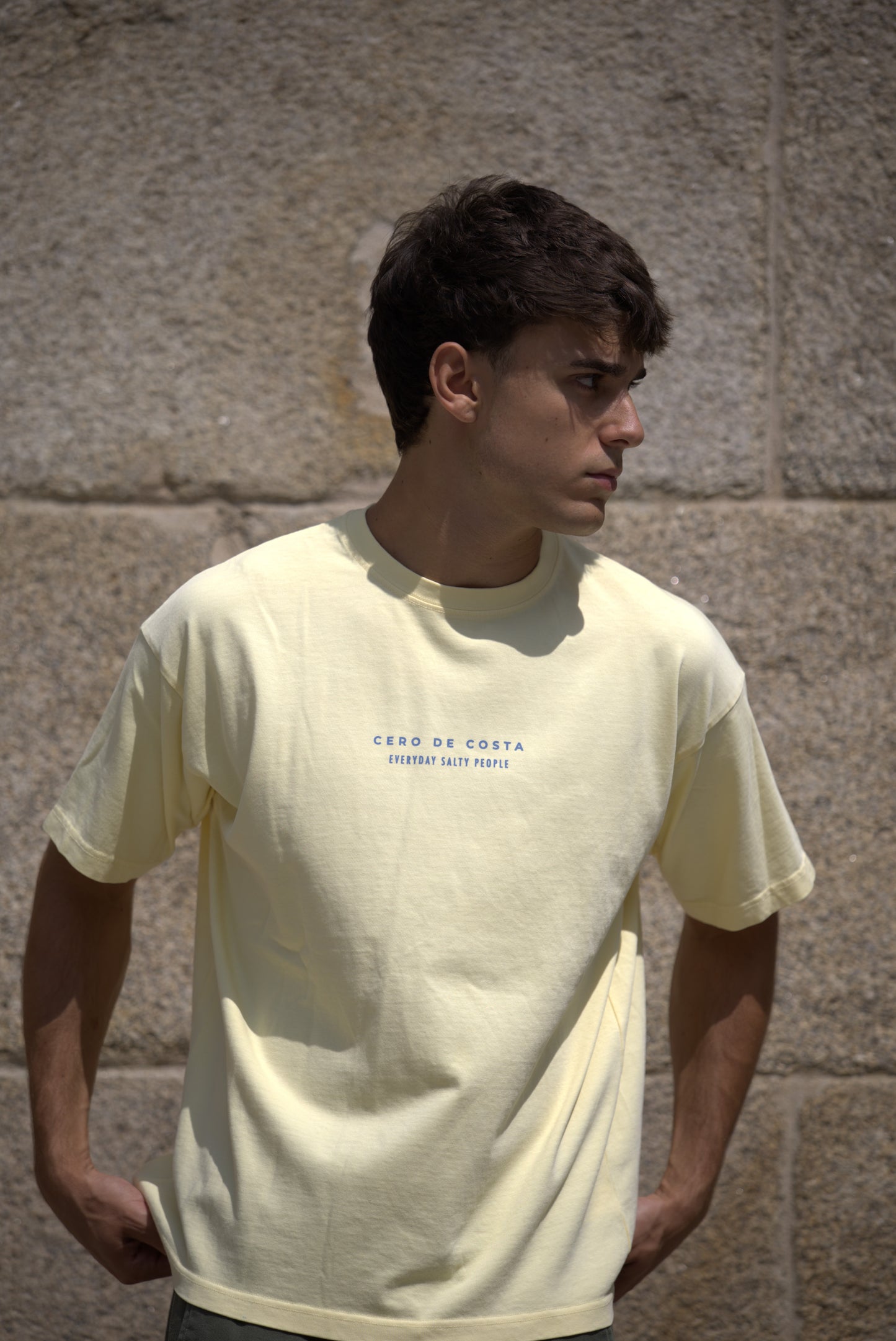 CAMISETA MANTEQUILLA/AZUL "BAIONA"