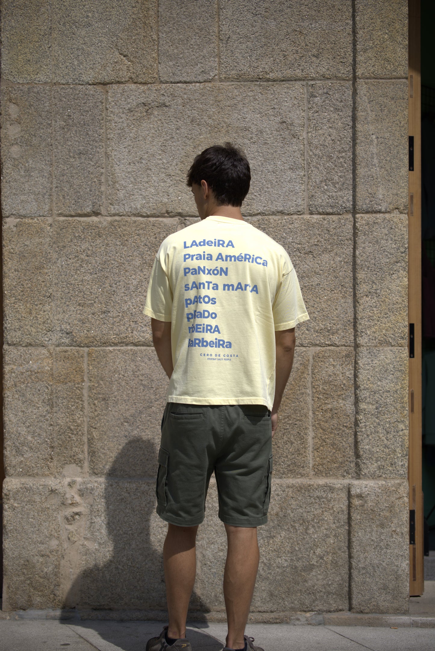 CAMISETA MANTEQUILLA/AZUL "BAIONA"