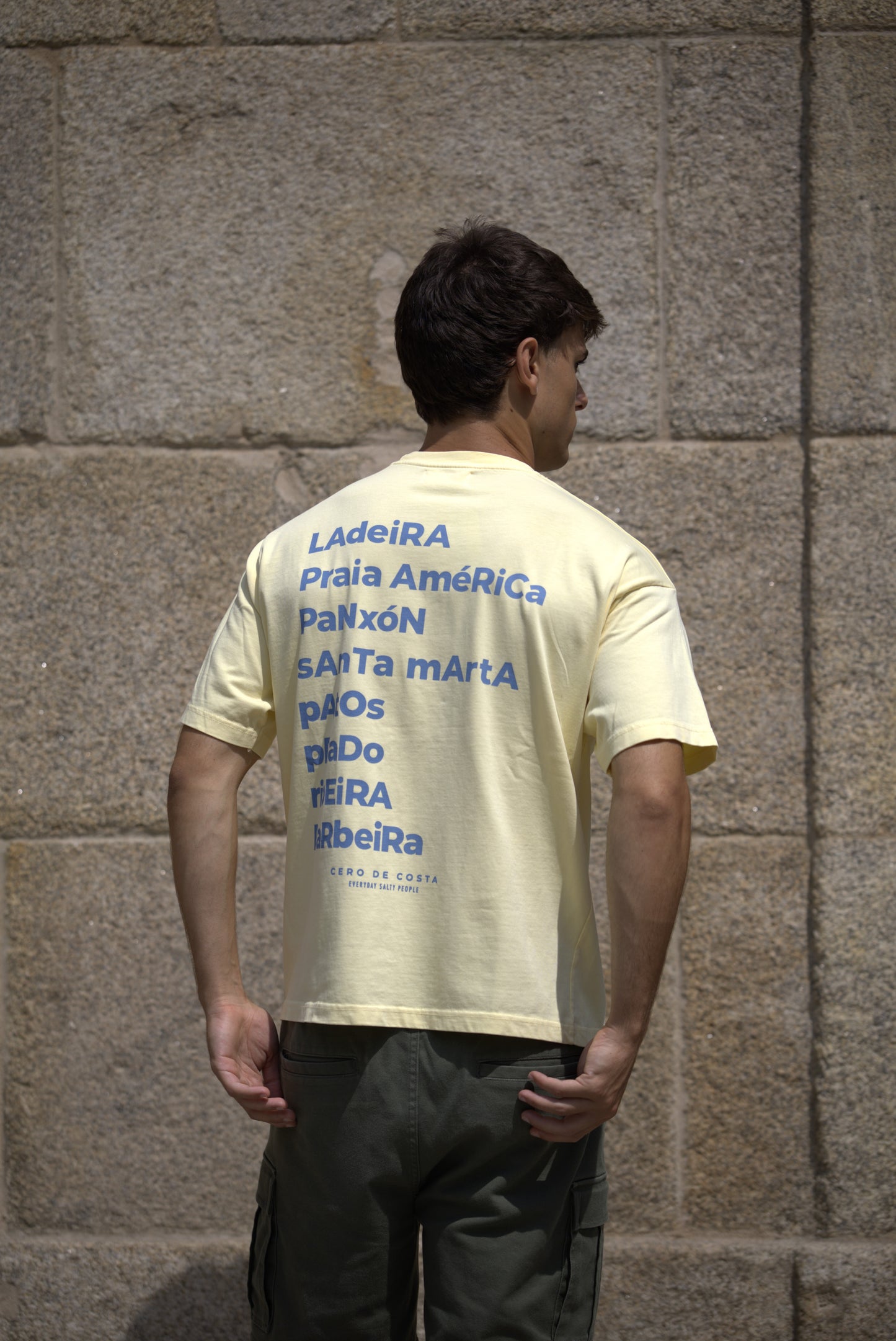 CAMISETA MANTEQUILLA/AZUL "BAIONA"