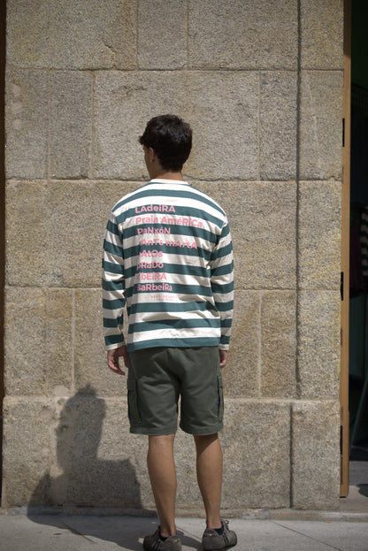 CAMISETA VERDE/BEIGE "BAIONA" RAYAS