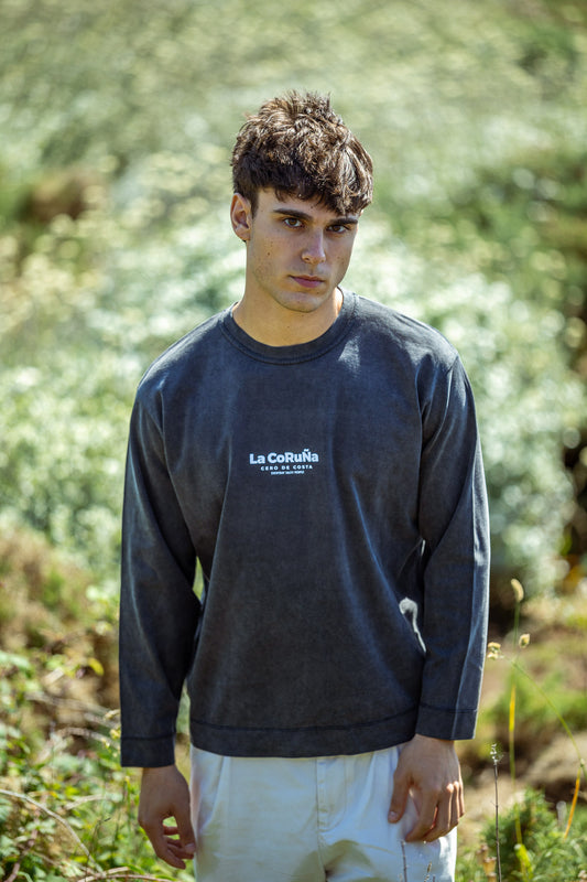 Anthracite/White "La Coruña" Long Sleeve T-Shirt