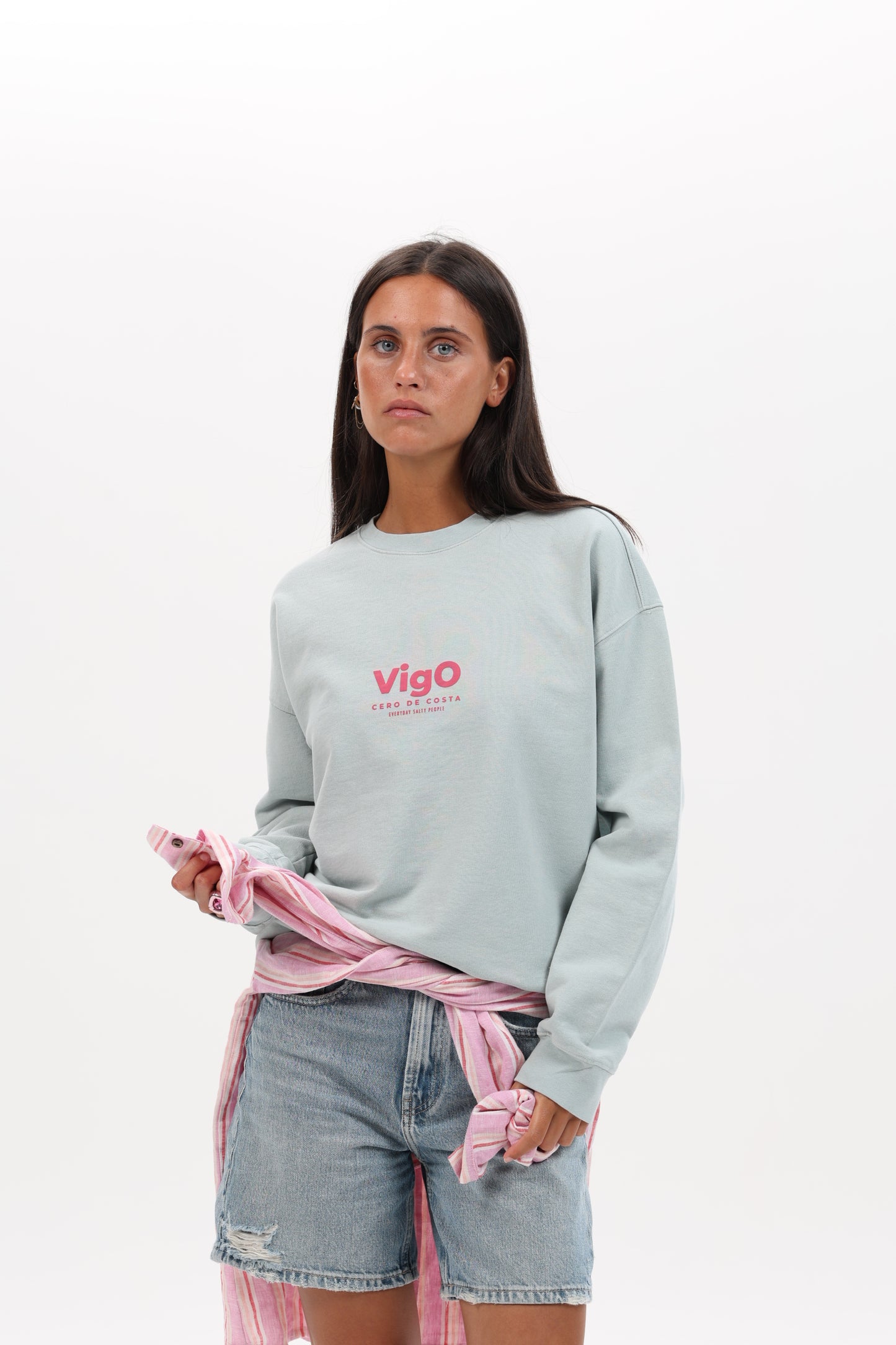 SUDADERA VERDE-AGUA/ROSA "VIGO"