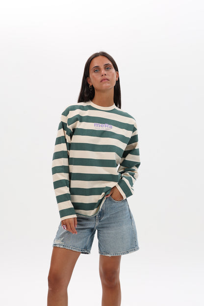 CAMISETA VERDE/BEIGE "MERA" RAYAS