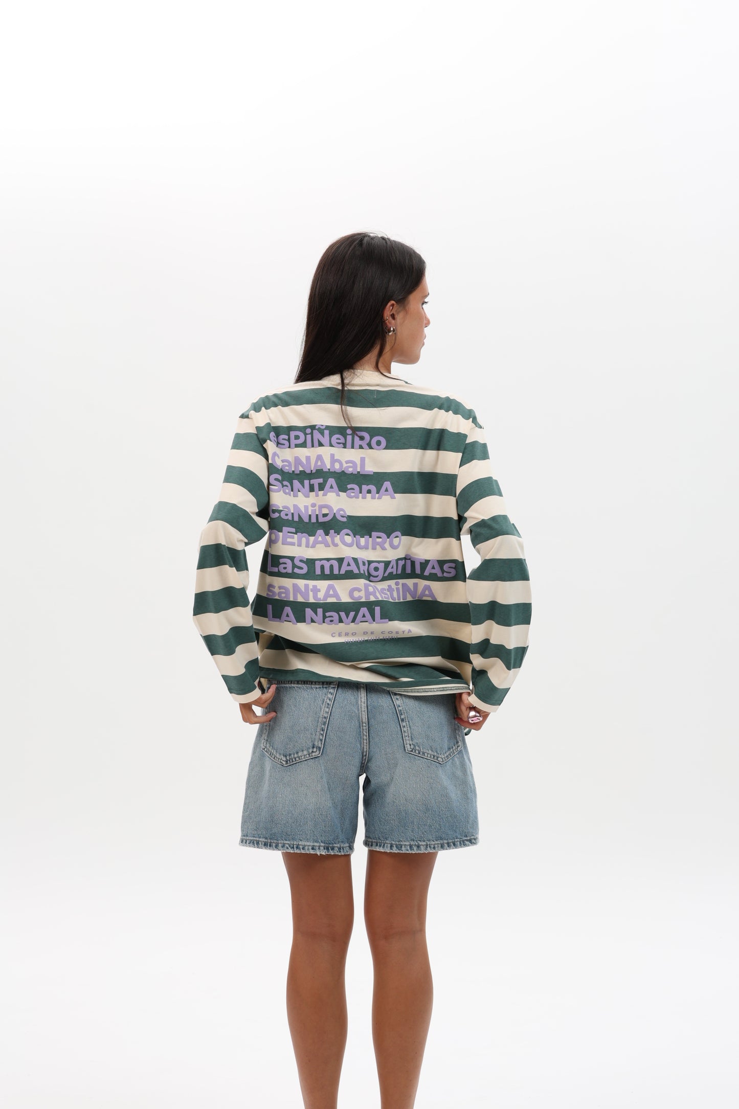 CAMISETA VERDE/BEIGE "MERA" RAYAS