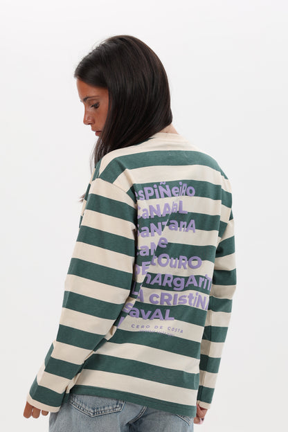 CAMISETA VERDE/BEIGE "MERA" RAYAS