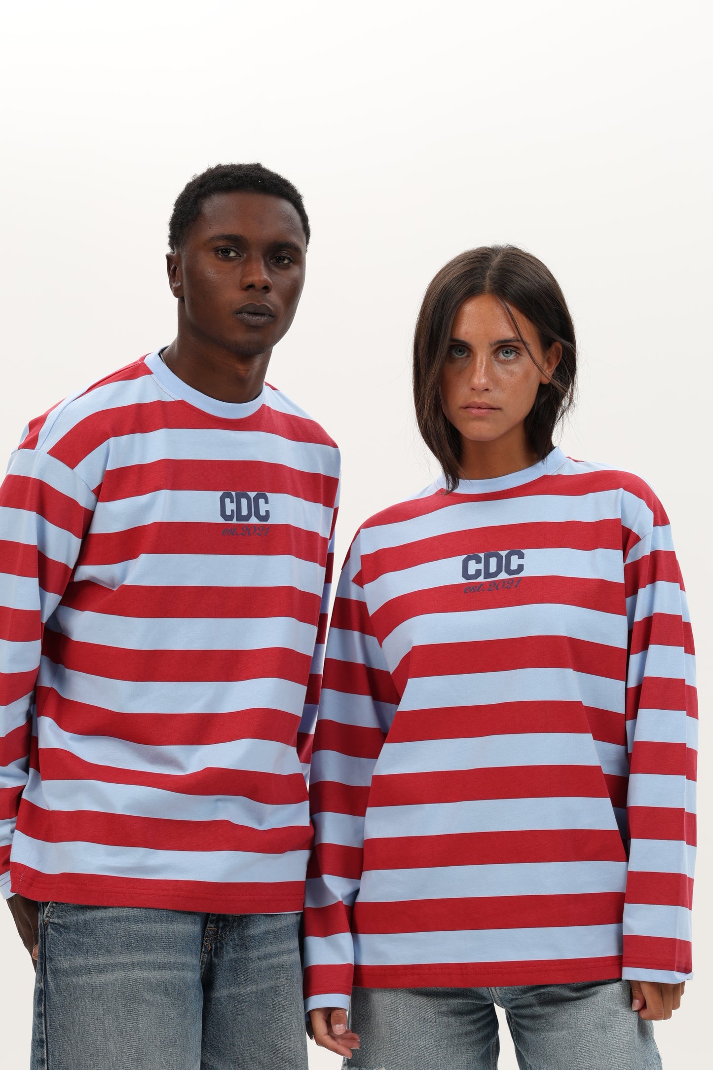 CAMISETA ROJO/CELESTE "CDC" LOGO RAYAS