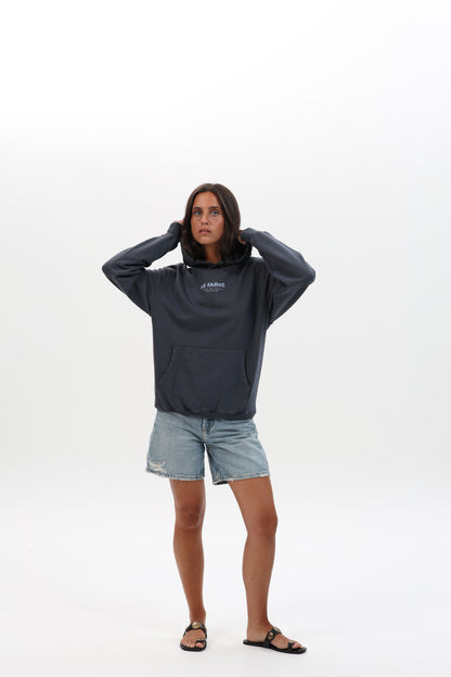 SUDADERA ANTRACITA/CELESTE “OS FAROS” CON CAPUCHA