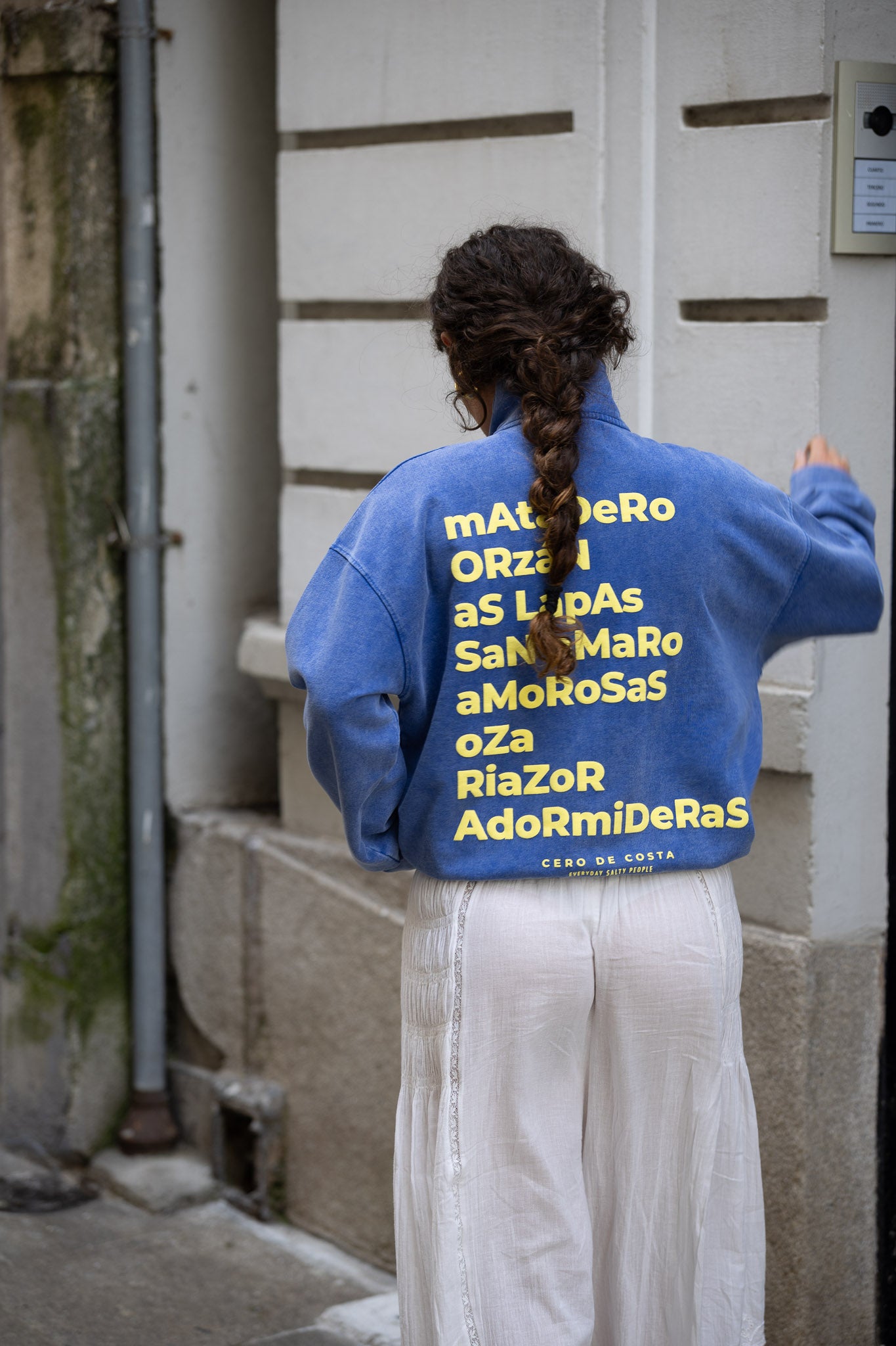 SUDADERA TIZA/AMARILLO "A CORUÑA" CREMALLERA MEDIA