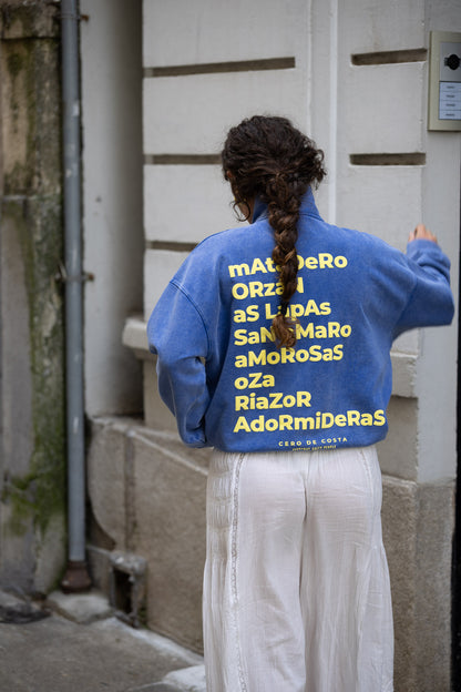 SUDADERA TIZA/AMARILLO "A CORUÑA" CREMALLERA MEDIA