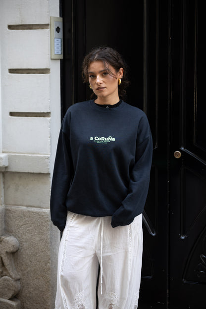 SUDADERA ANTRACITA/VERDE-FLÚOR "A CORUÑA"