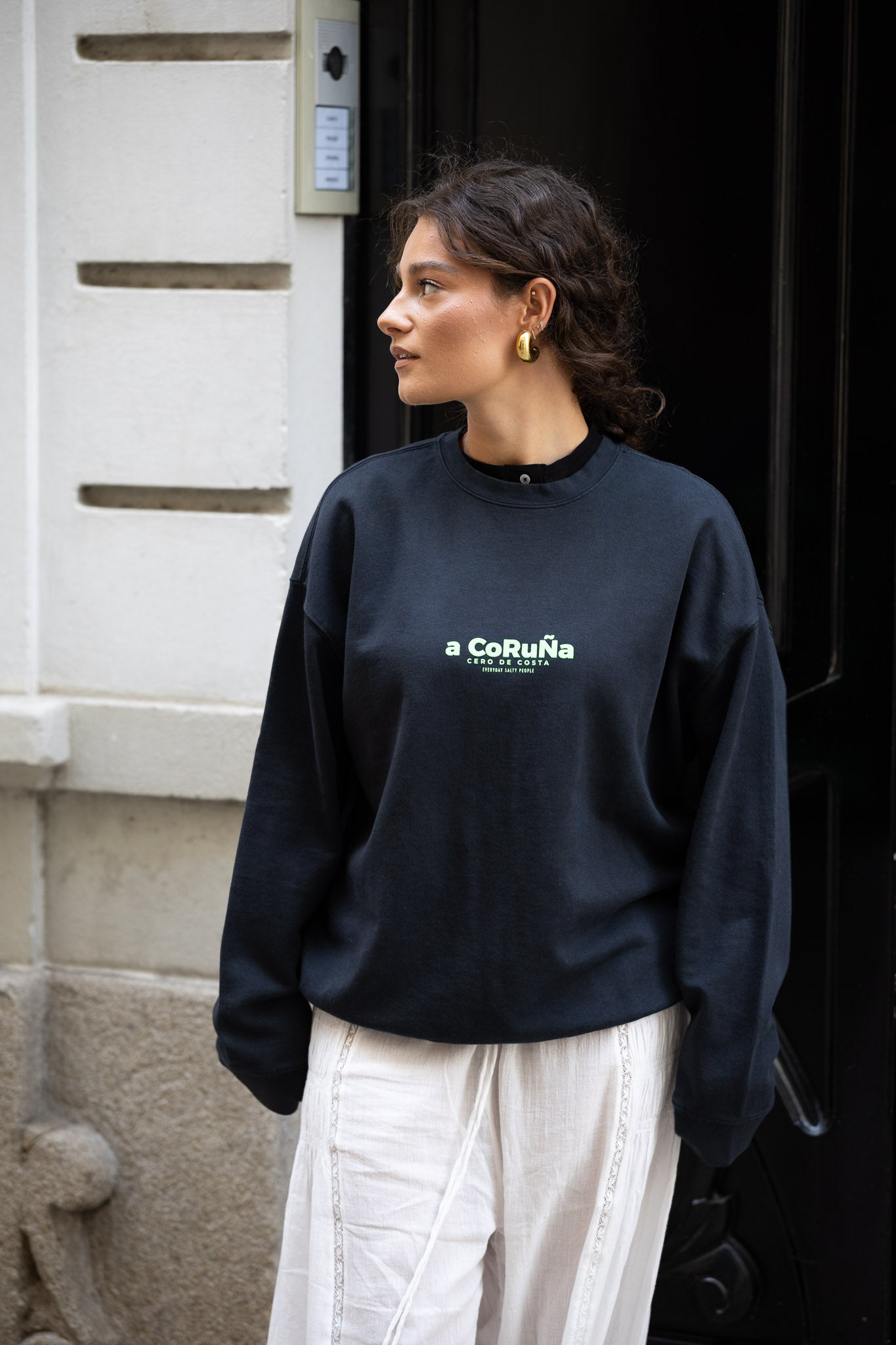 SUDADERA ANTRACITA/VERDE-FLÚOR "A CORUÑA"