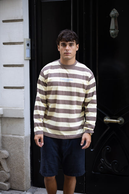 CAMISETA MARRÓN/BEIGE "CANTABRIA" RAYAS