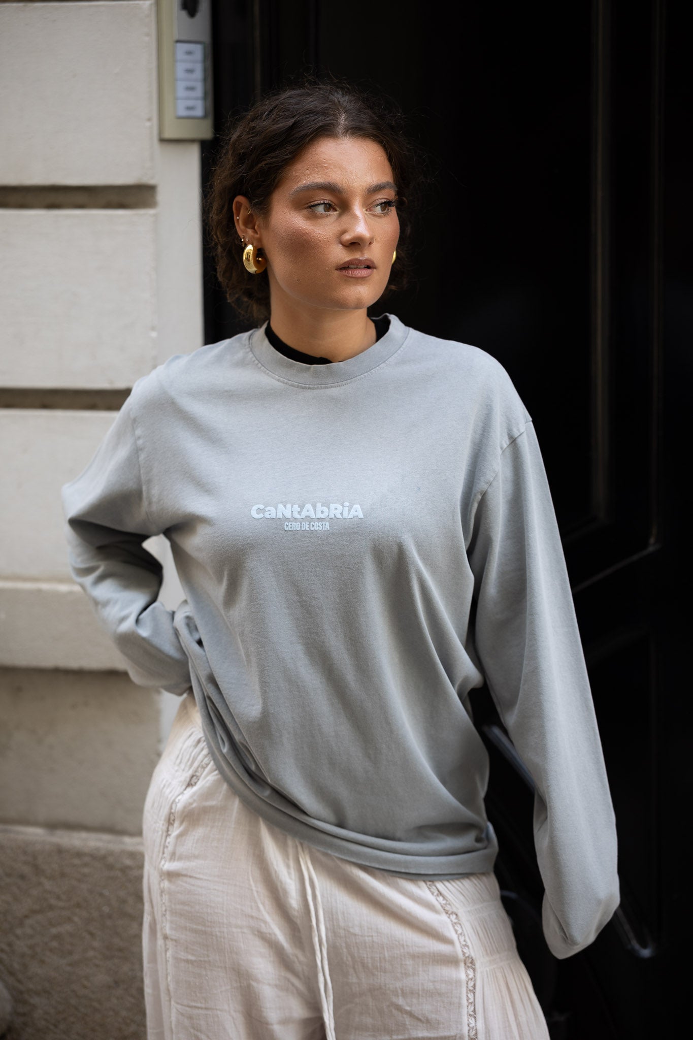 CAMISETA GRIS/AZUL "CANTABRIA" MANGA LARGA
