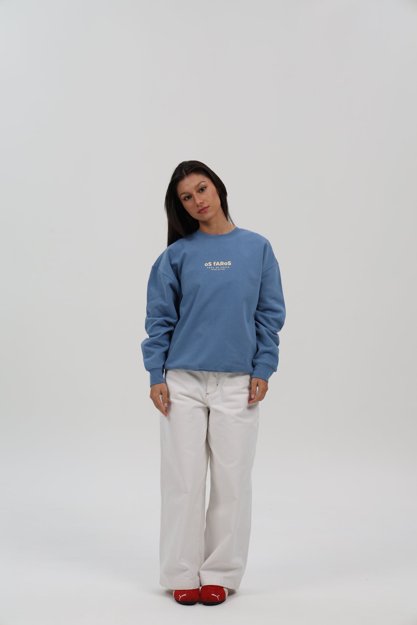 SUDADERA AZUL-D/BEIGE "OS FAROS"