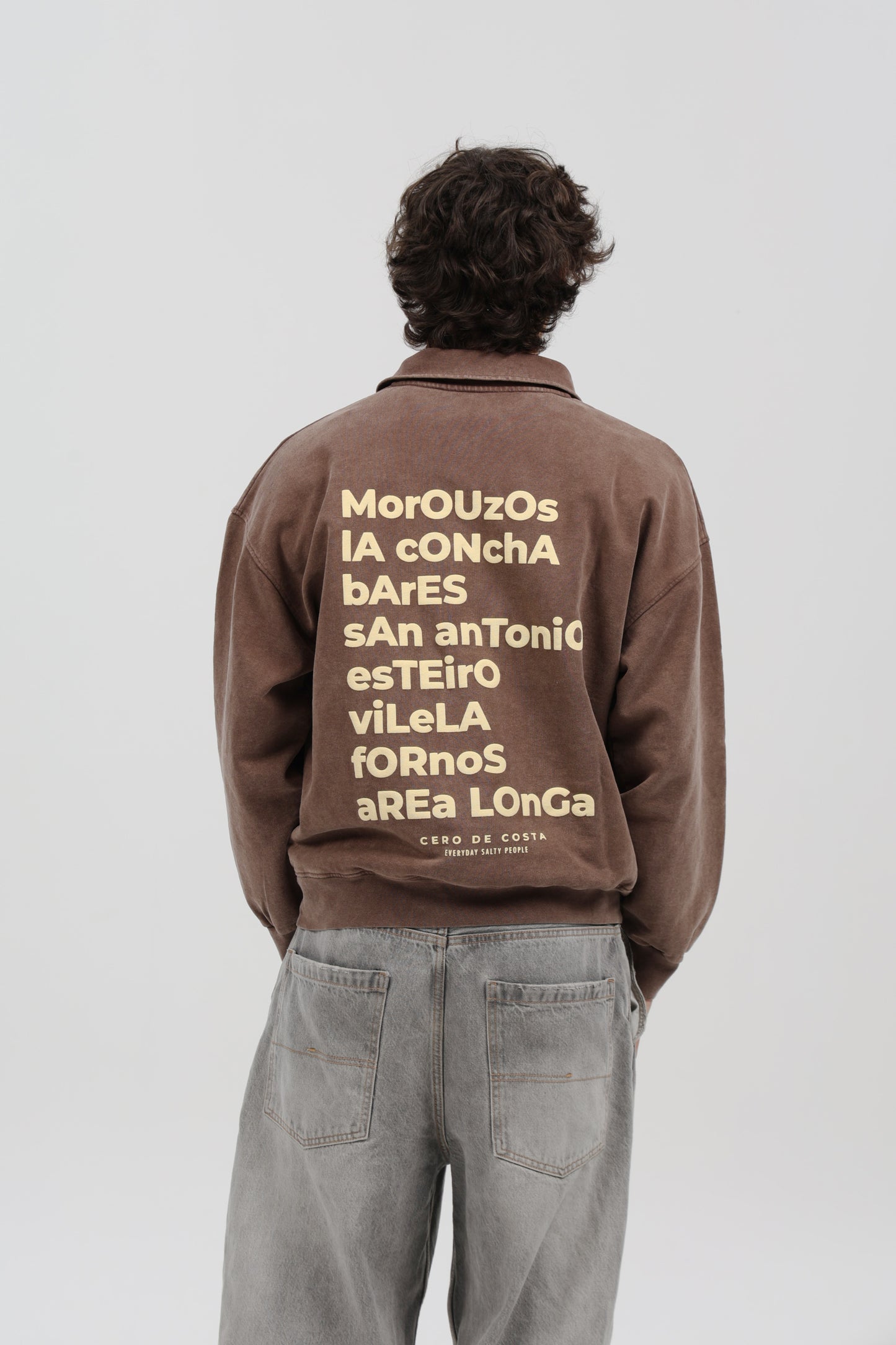 SUDADERA MARRÓN-LAVADO/BEIGE "ORTIGUEIRA" CREMALLERA MEDIA