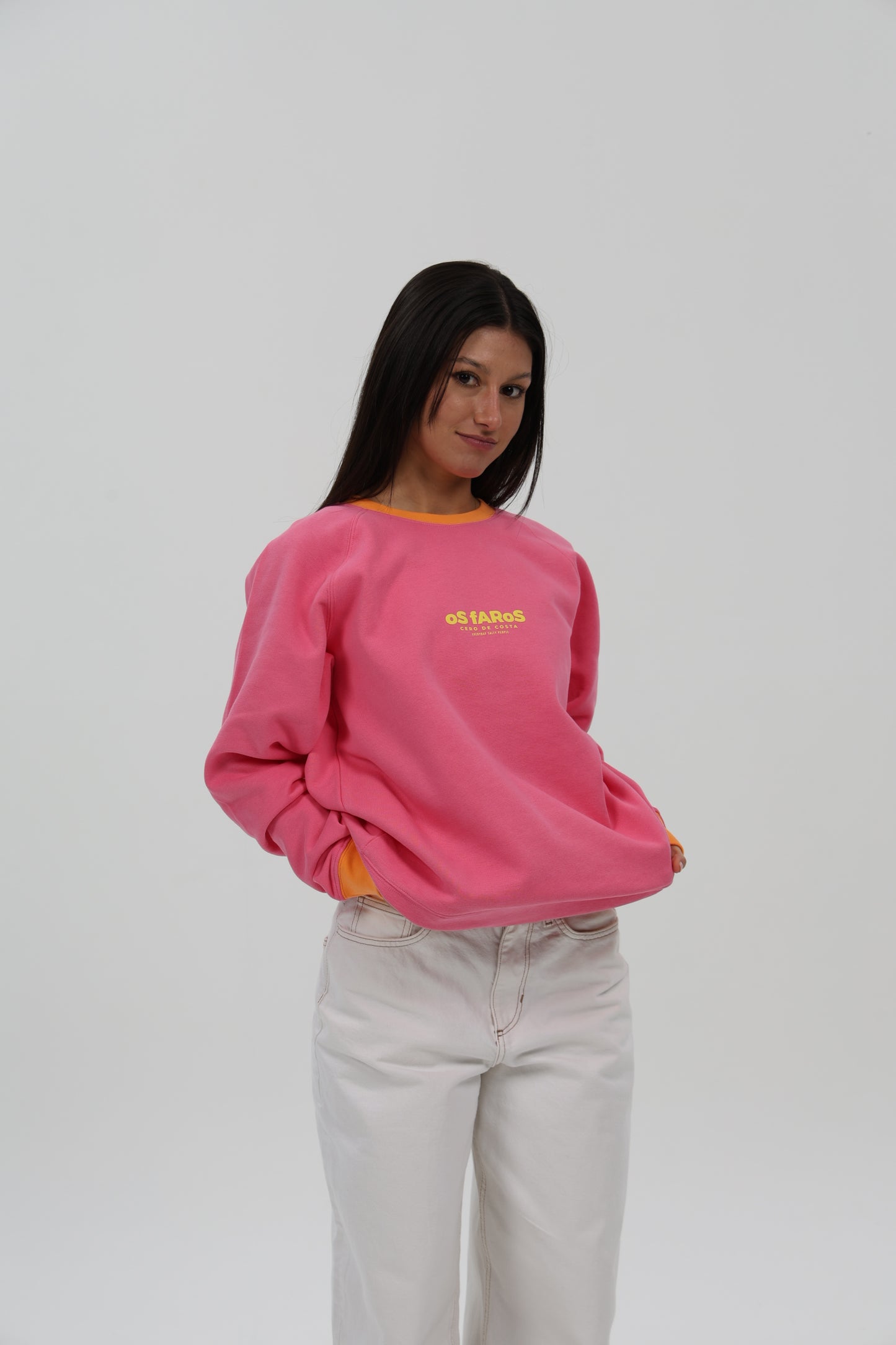 SUDADERA FUCSIA-RIPN/AMARILLO "OS FAROS"