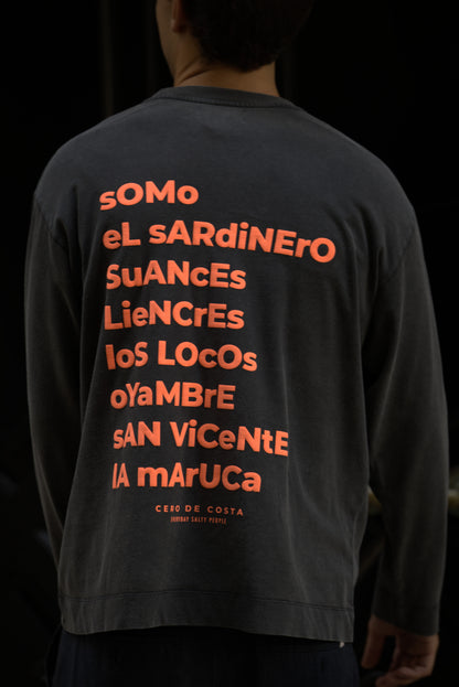 CAMISETA ANTRACITA/NARANJA-FLÚOR "CANTABRIA" MANGA LARGA