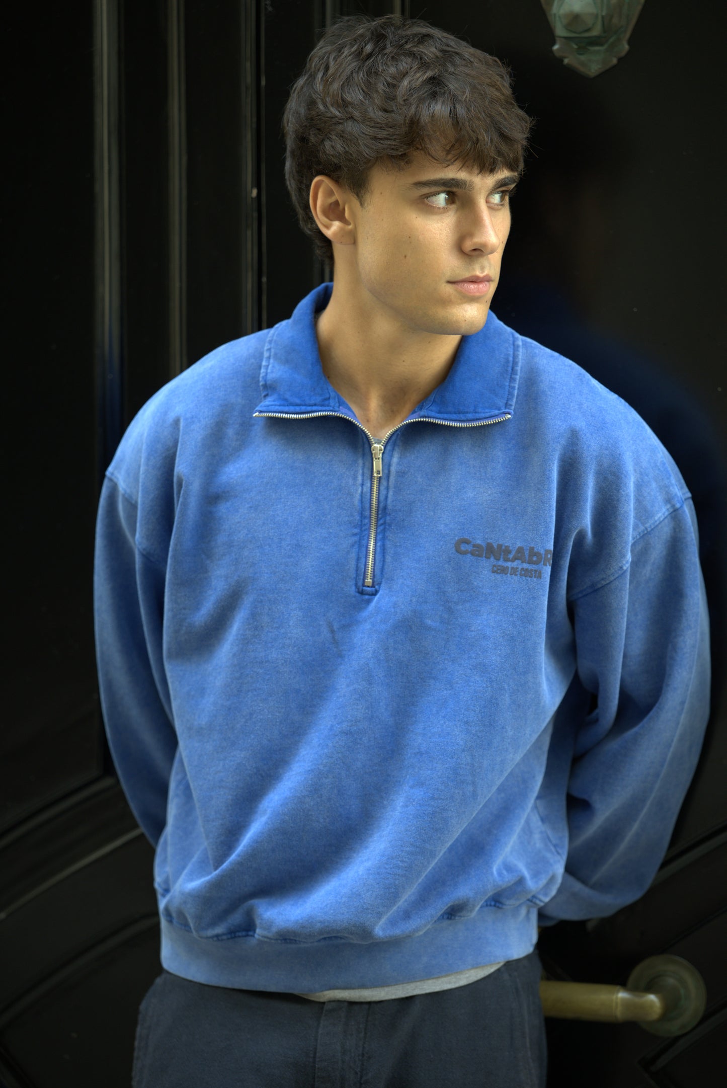 SUDADERA TIZA/MARINO "CANTABRIA" CREMALLERA MEDIA