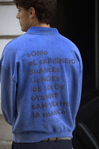 SUDADERA TIZA/MARINO "CANTABRIA" CREMALLERA MEDIA