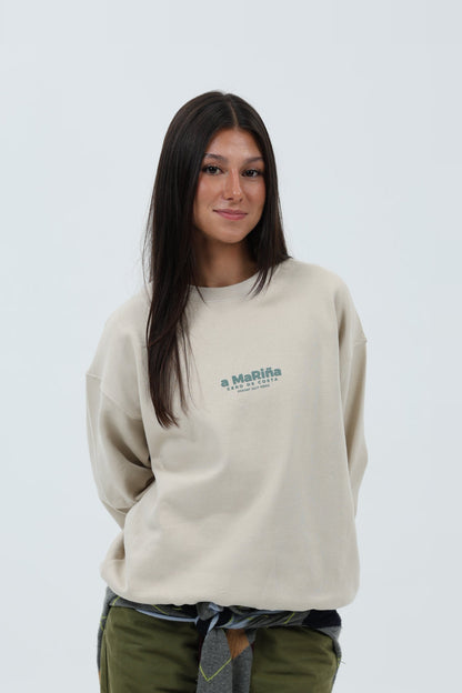 SUDADERA CREMA/VERDE "A MARIÑA"