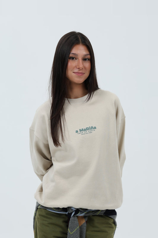 SUDADERA CREMA/VERDE "A MARIÑA"