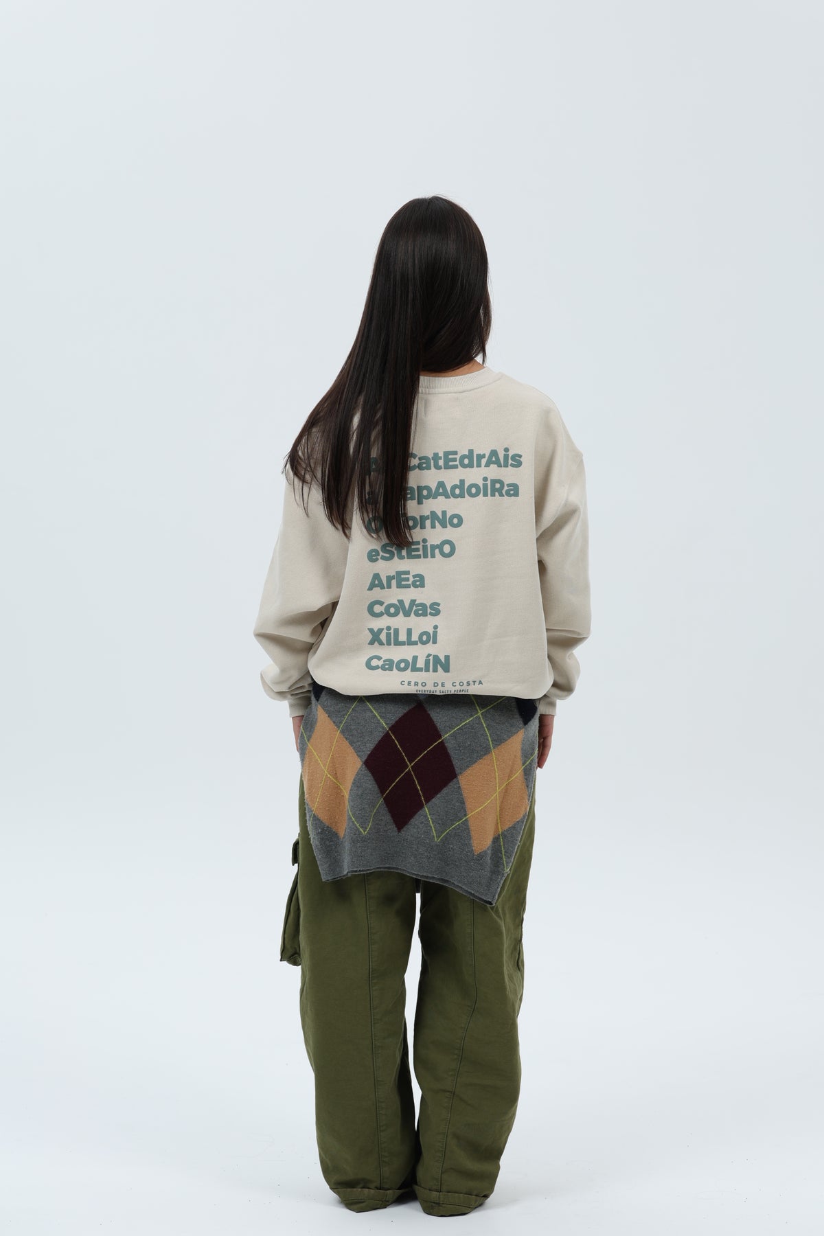 SUDADERA CREMA/VERDE "A MARIÑA"