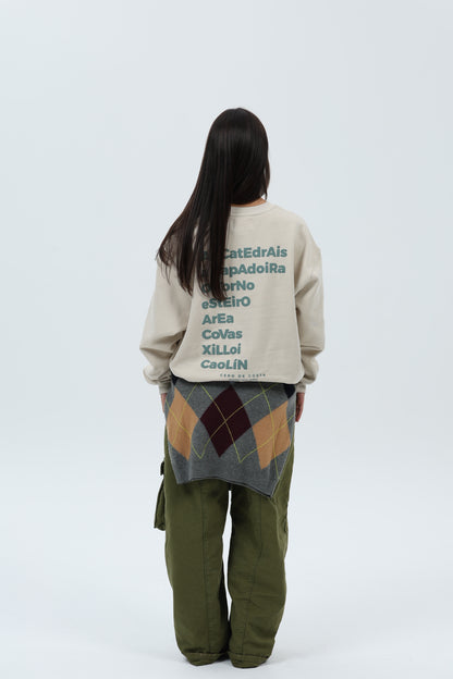 SUDADERA CREMA/VERDE "A MARIÑA"